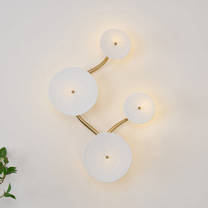 Lotus Petal Wall Lamp | Ceramic & Metal | Gold & White