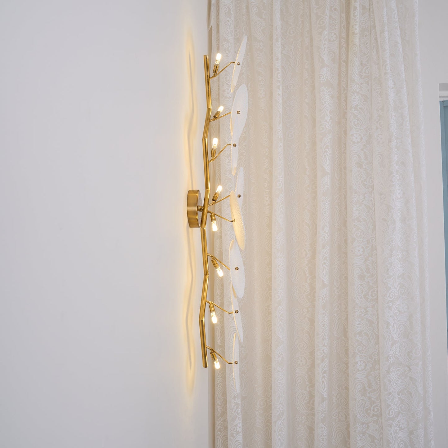 Lotus Petal Wall Lamp | Ceramic & Metal | Gold & White