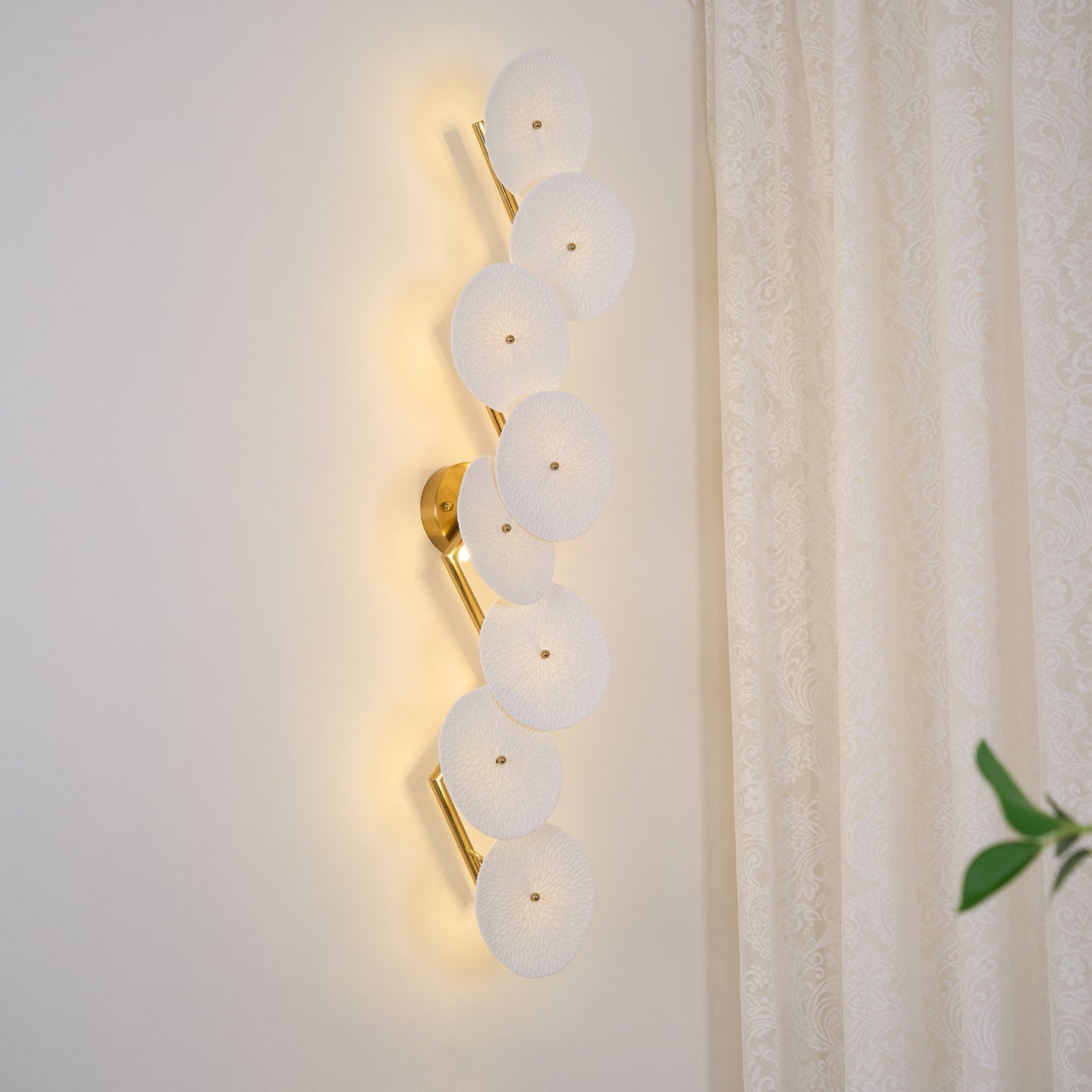 Lotus Petal Wall Lamp | Ceramic & Metal | Gold & White