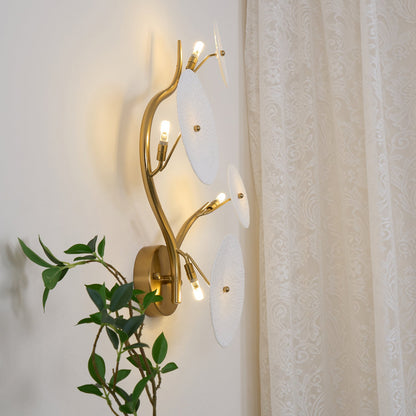 Lotus Petal Wall Lamp | Ceramic & Metal | Gold & White