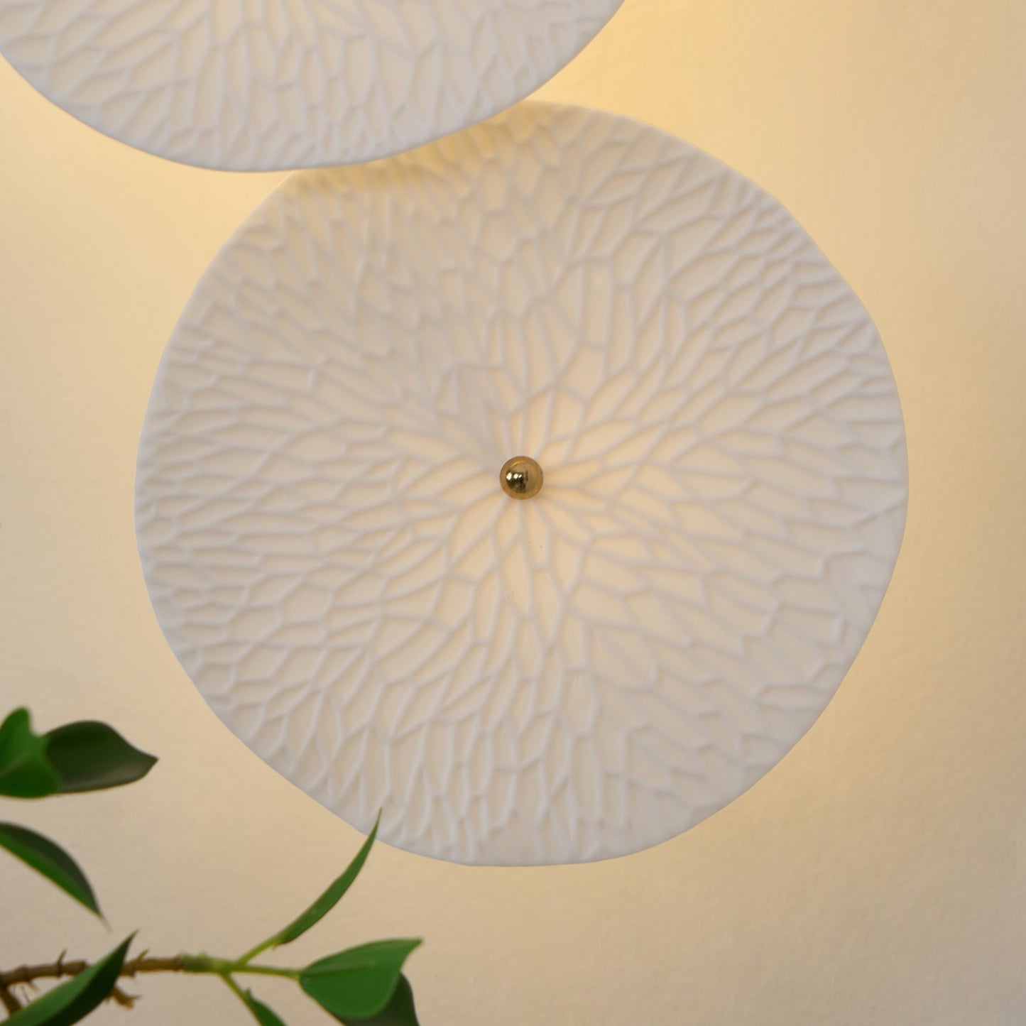 Lotus Petal Wall Lamp | Ceramic & Metal | Gold & White