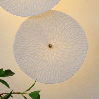 Lotus Petal Wall Lamp | Ceramic & Metal | Gold & White