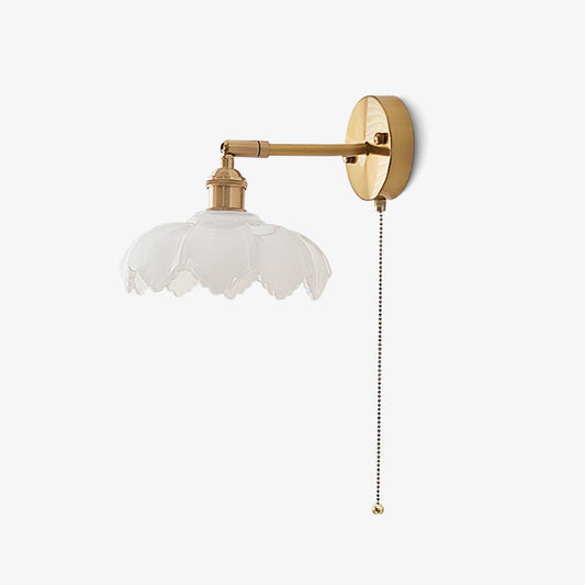 Lotus Rotatable Wall Lamp | Gold Finish | White Glass Shade