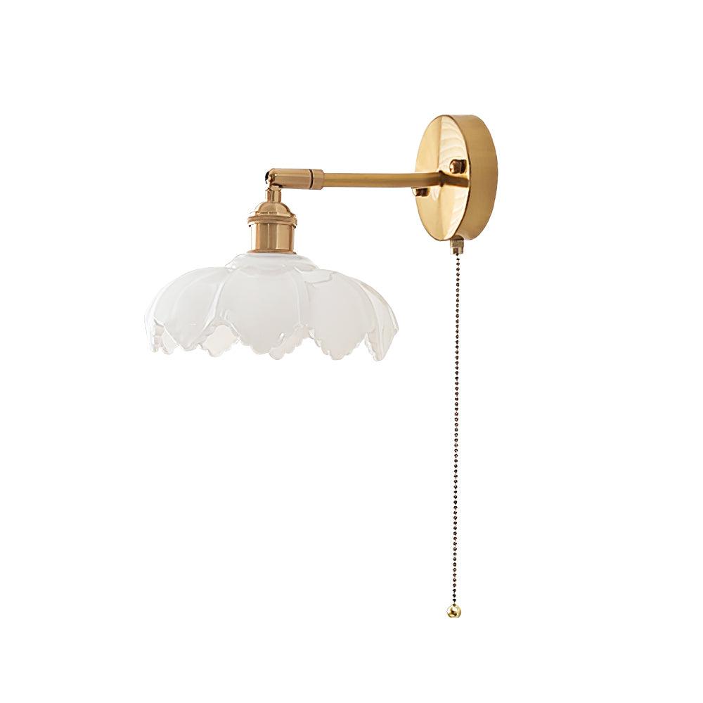 Lotus Rotatable Wall Lamp | Gold Finish | White Glass Shade