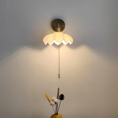 Lotus Rotatable Wall Lamp | Gold Finish | White Glass Shade