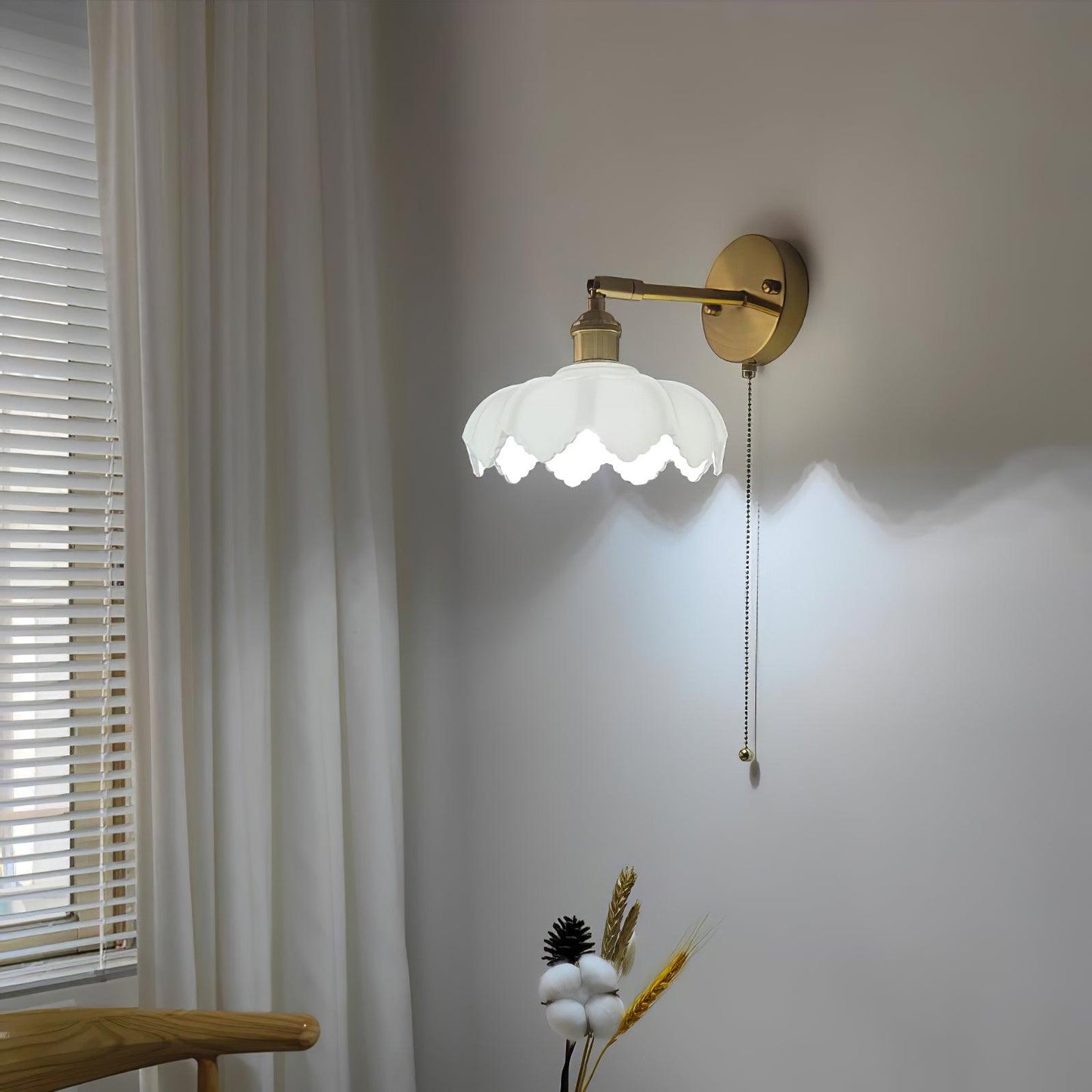 Lotus Rotatable Wall Lamp | Gold Finish | White Glass Shade