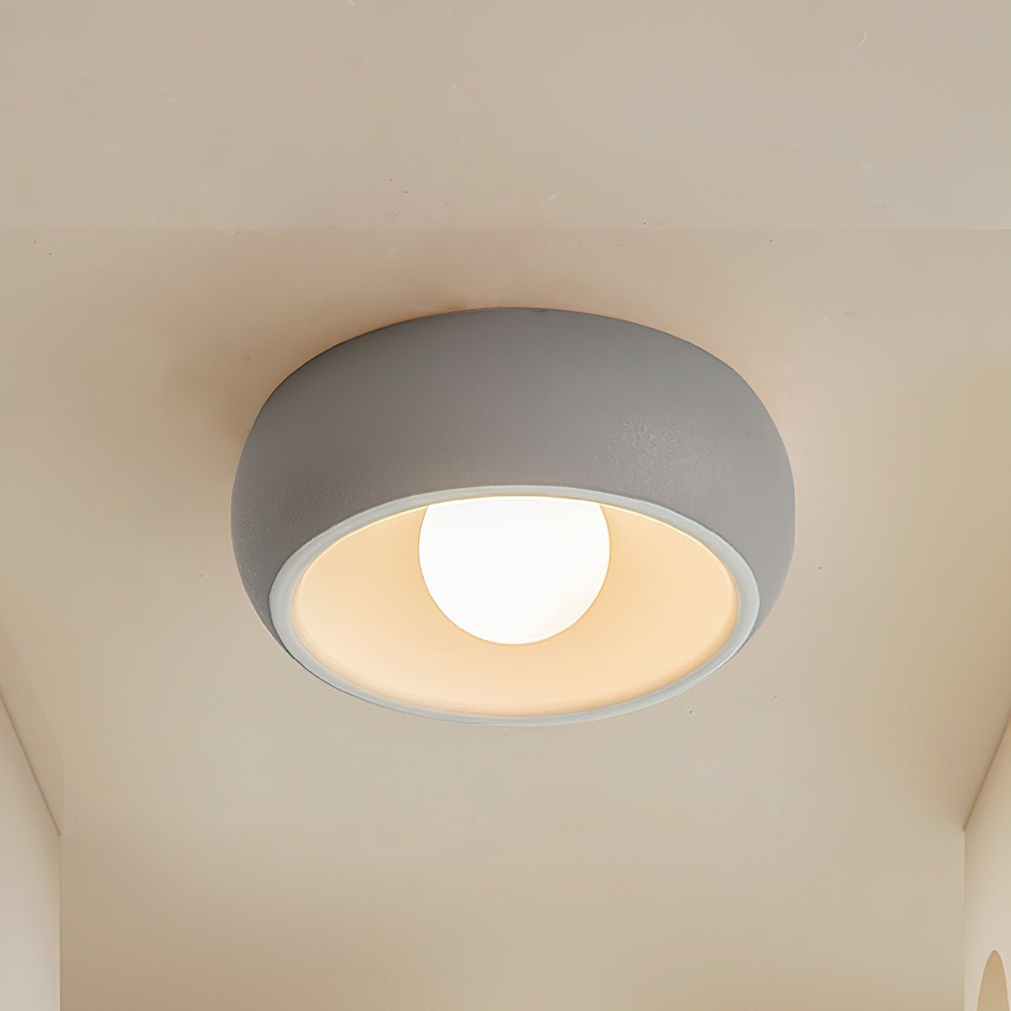 Louis Round Ceiling Light | Metal & Glass | Red, Grey, Beige