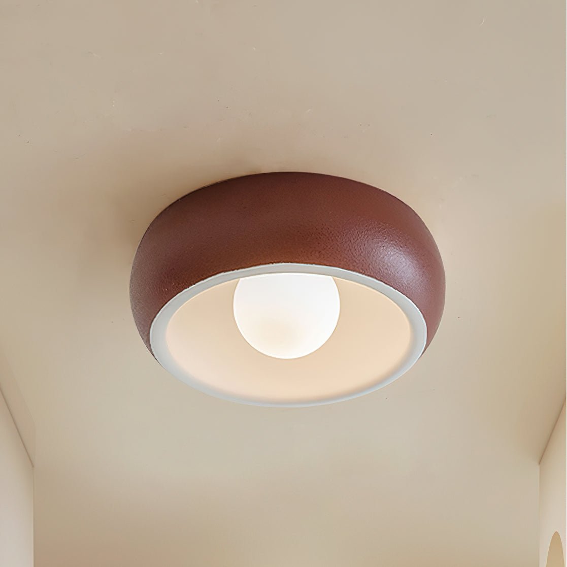 Louis Round Ceiling Light | Metal & Glass | Red, Grey, Beige