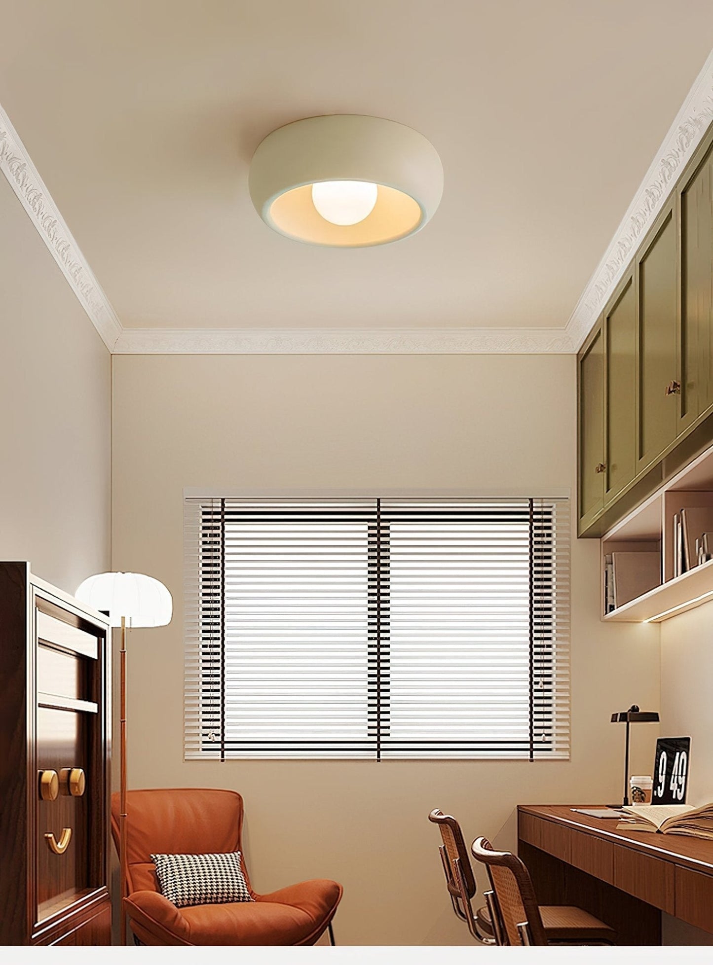 Louis Round Ceiling Light | Metal & Glass | Red, Grey, Beige