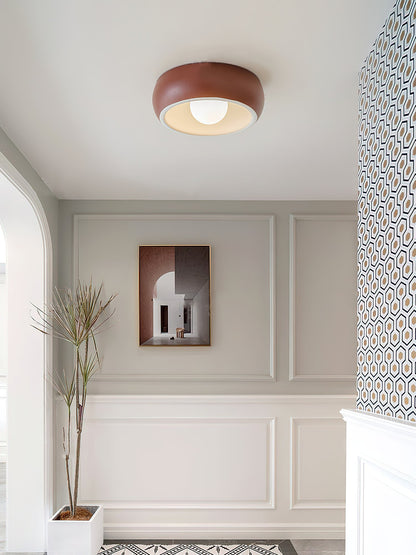 Louis Round Ceiling Light | Metal & Glass | Red, Grey, Beige
