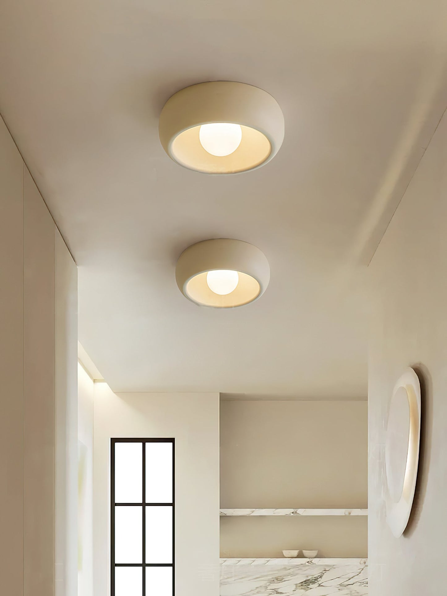 Louis Round Ceiling Light | Metal & Glass | Red, Grey, Beige