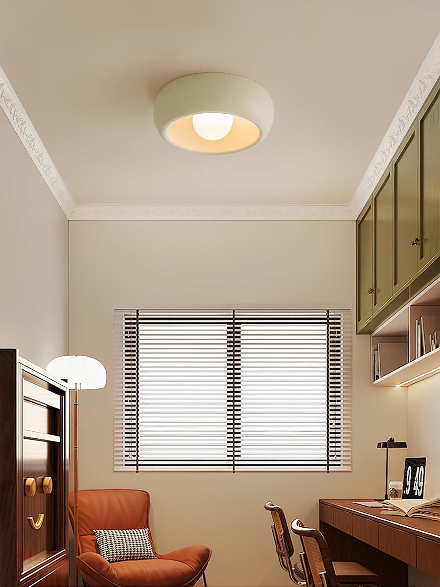 Louis Round Ceiling Light | Metal & Glass | Red, Grey, Beige