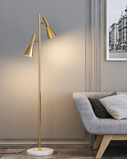 Lron Floor Lamp | Metal & Marble | Black & Gold
