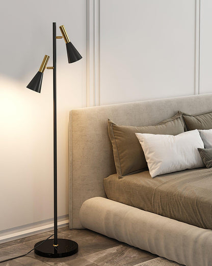 Lron Floor Lamp | Metal & Marble | Black & Gold