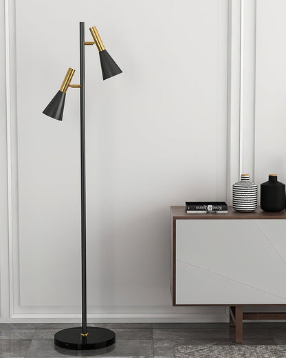 Lron Floor Lamp | Metal & Marble | Black & Gold