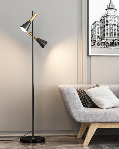 Lron Floor Lamp | Metal & Marble | Black & Gold
