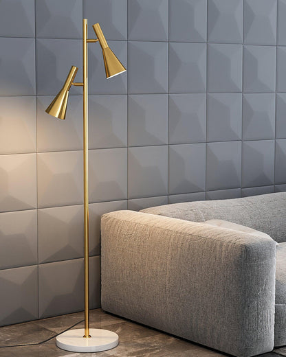 Lron Floor Lamp | Metal & Marble | Black & Gold