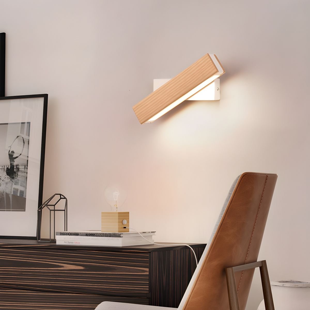 Luca Angle Wall Light | Modern Wood LED | White