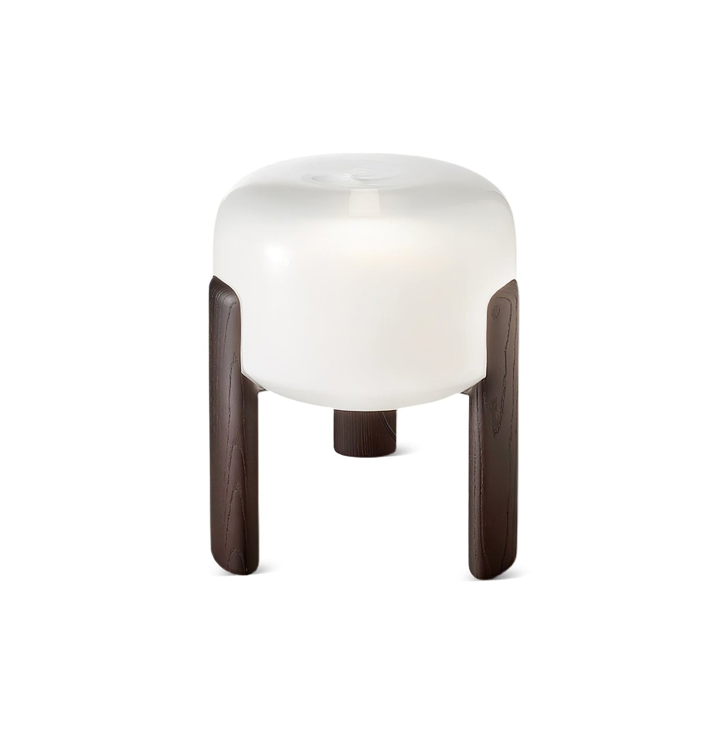 Luca Orb Table Lamp | Frosted Glass & Wood | Dark Walnut