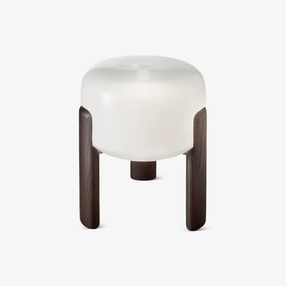 Luca Orb Table Lamp | Frosted Glass & Wood | Dark Walnut