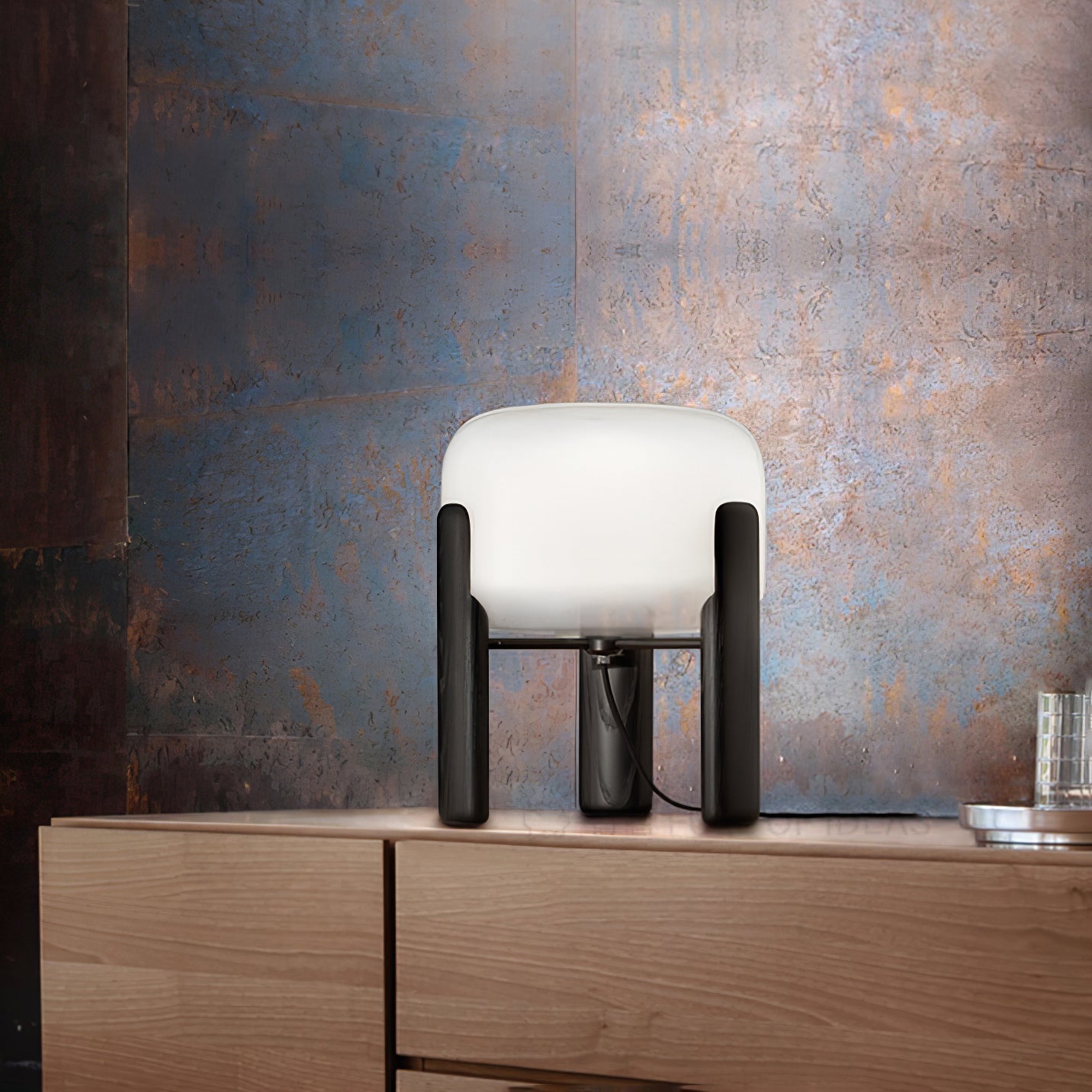 Luca Orb Table Lamp | Frosted Glass & Wood | Dark Walnut