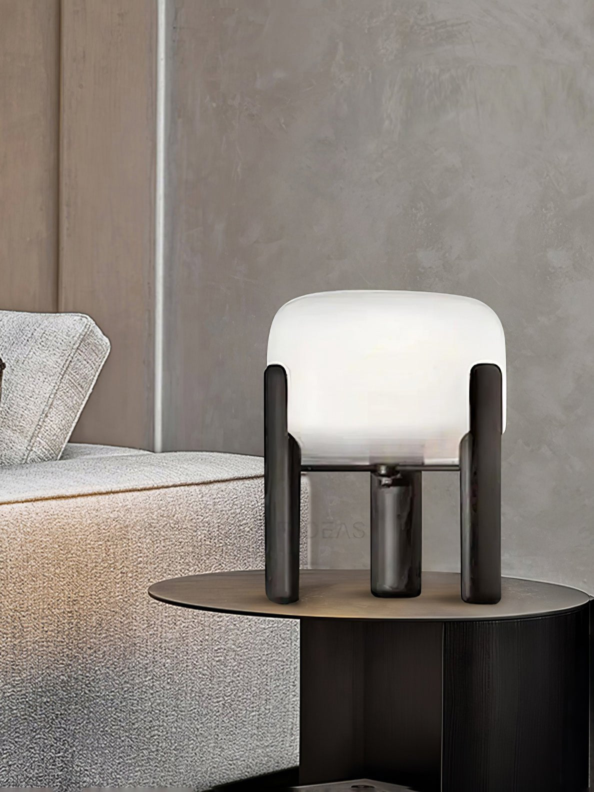 Luca Orb Table Lamp | Frosted Glass & Wood | Dark Walnut