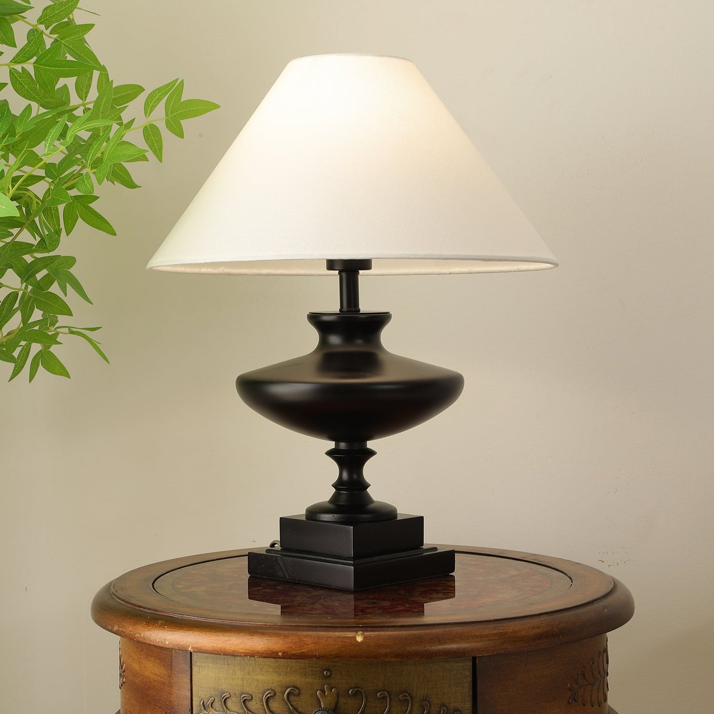 Lucas Luminary Table Lamp | Wood, Fabric, Metal | Walnut, Black, White