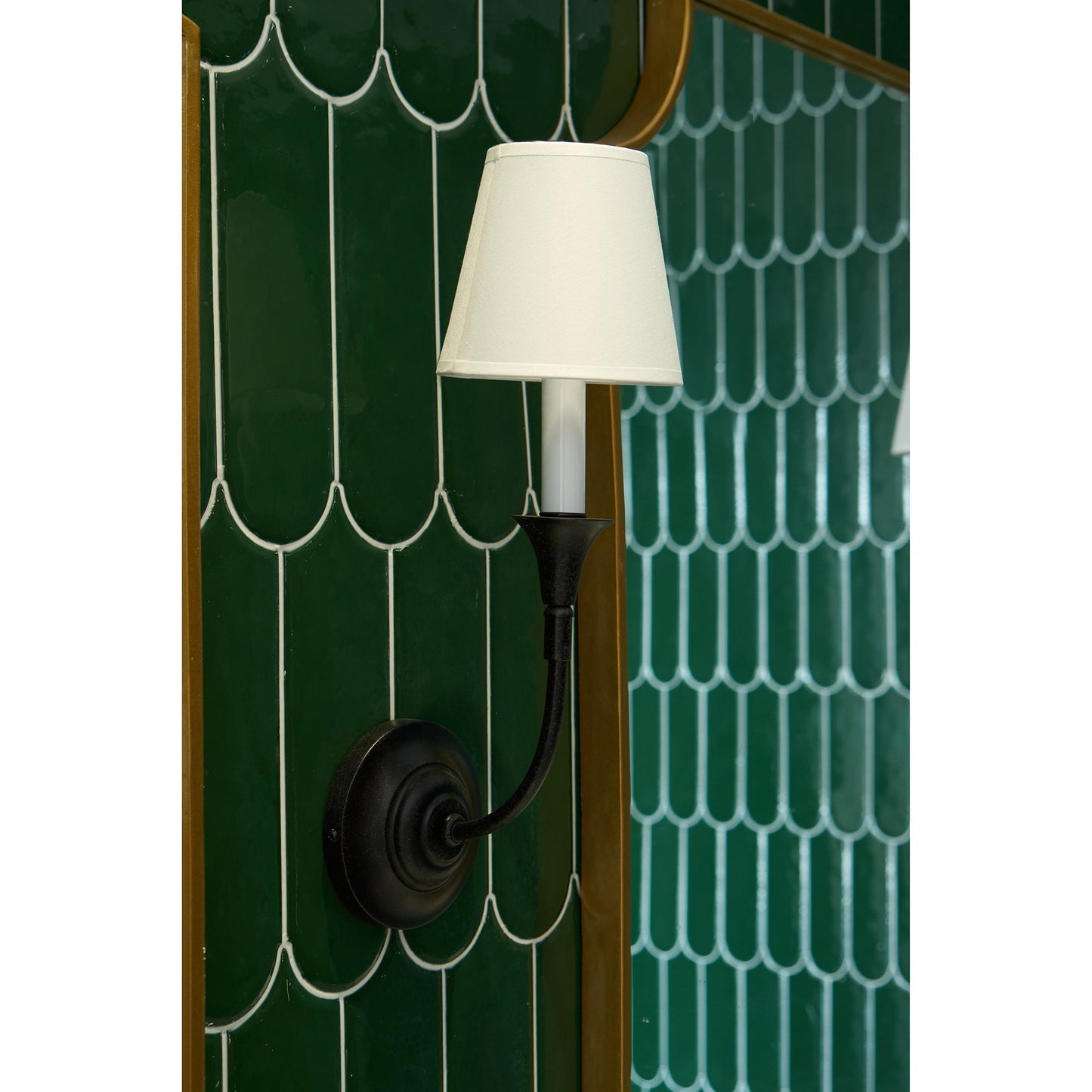 Luella Wall Lamp | Fabric & Metal | Black, Aged Gold, White