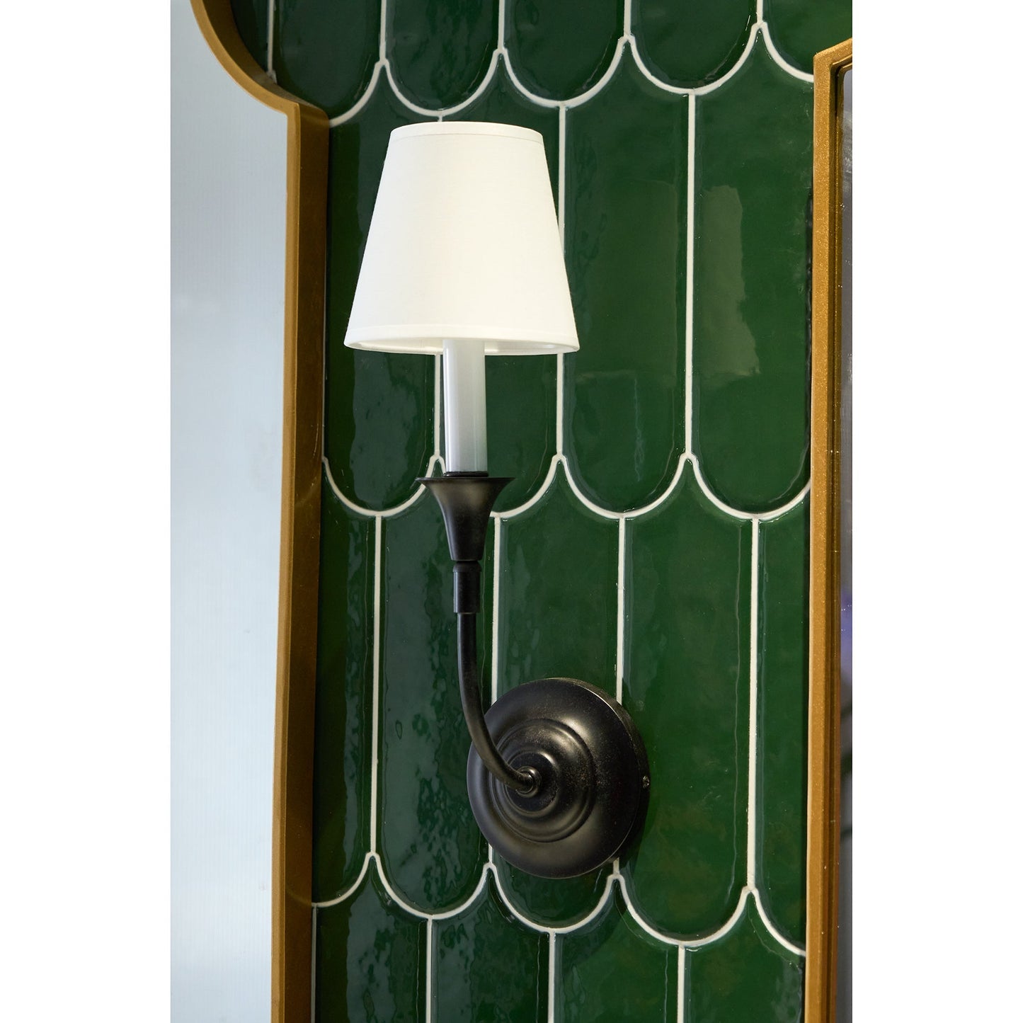 Luella Wall Lamp | Fabric & Metal | Black, Aged Gold, White