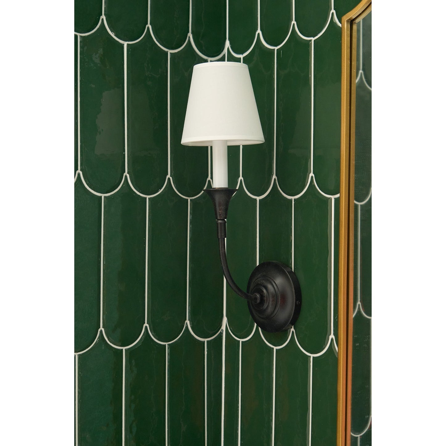 Luella Wall Lamp | Fabric & Metal | Black, Aged Gold, White