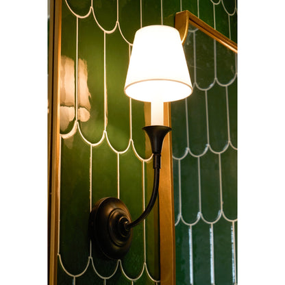 Luella Wall Lamp | Fabric & Metal | Black, Aged Gold, White