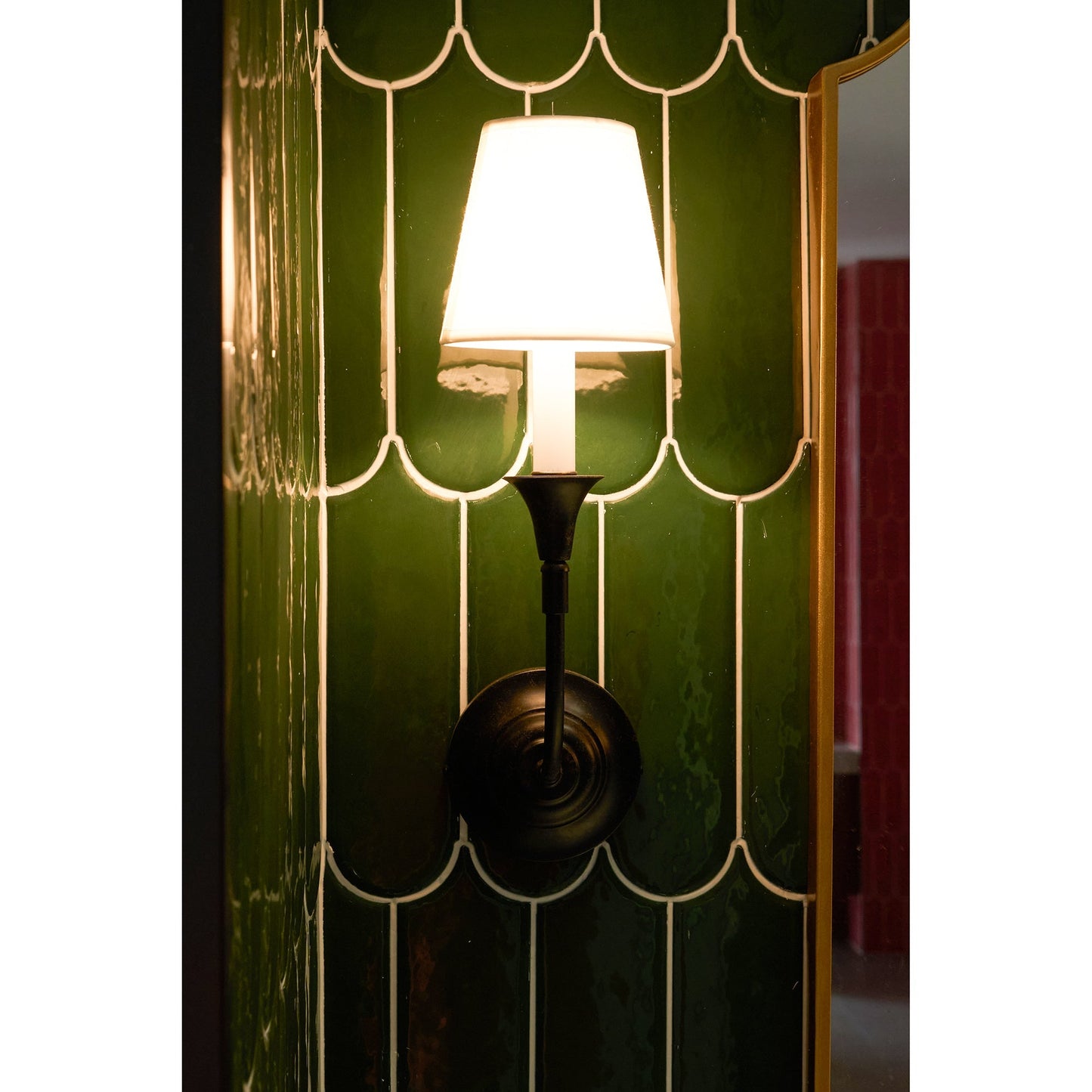 Luella Wall Lamp | Fabric & Metal | Black, Aged Gold, White