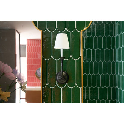 Luella Wall Lamp | Fabric & Metal | Black, Aged Gold, White