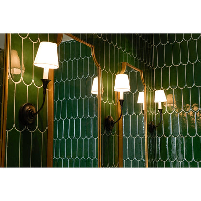 Luella Wall Lamp | Fabric & Metal | Black, Aged Gold, White