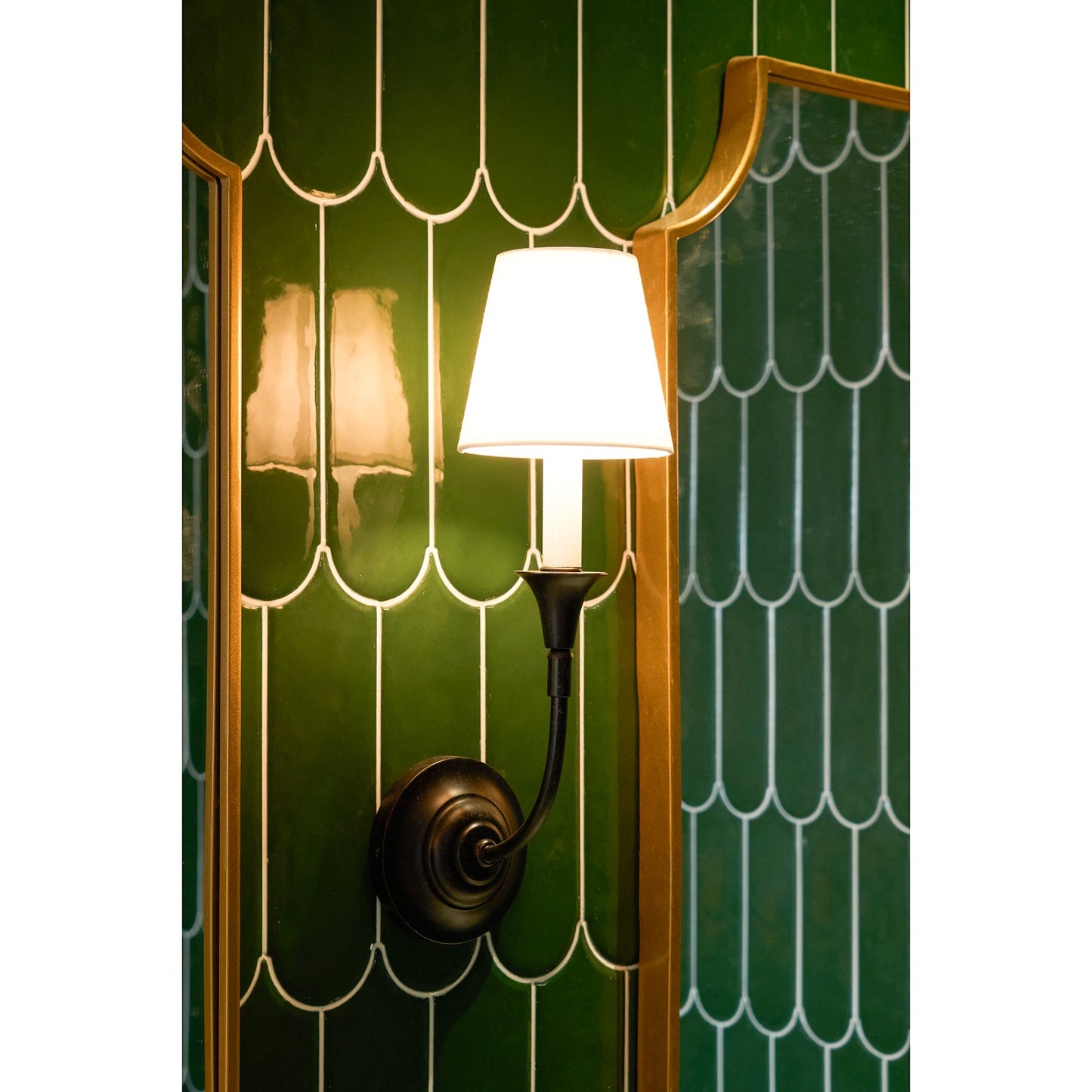 Luella Wall Lamp | Fabric & Metal | Black, Aged Gold, White