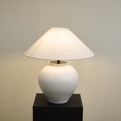 Luma Table Lamp | Ceramic & Fabric | White