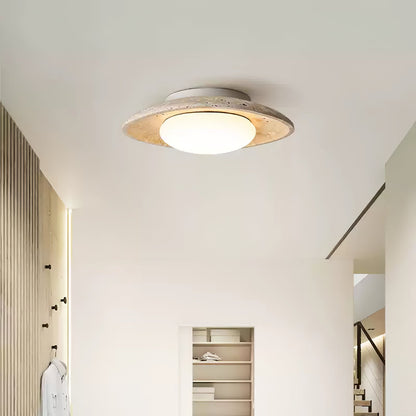 Luma Ceiling Light | Travertine Stone | Yellow