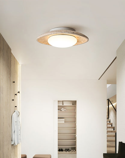 Luma Ceiling Light | Travertine Stone | Yellow