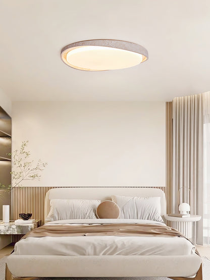 Lumen Arc Ceiling Light | Yellow Travertine | White