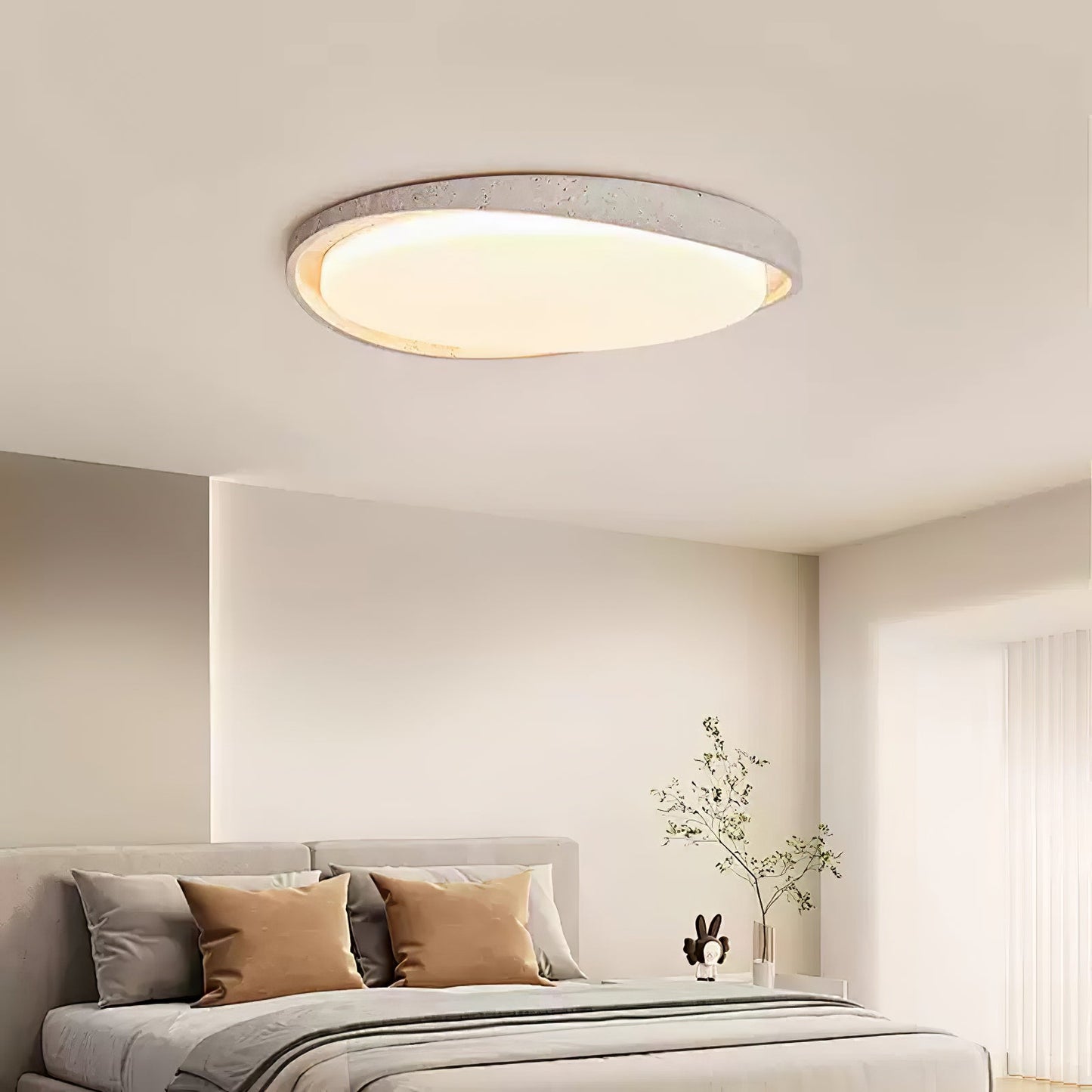 Lumen Arc Ceiling Light | Yellow Travertine | White