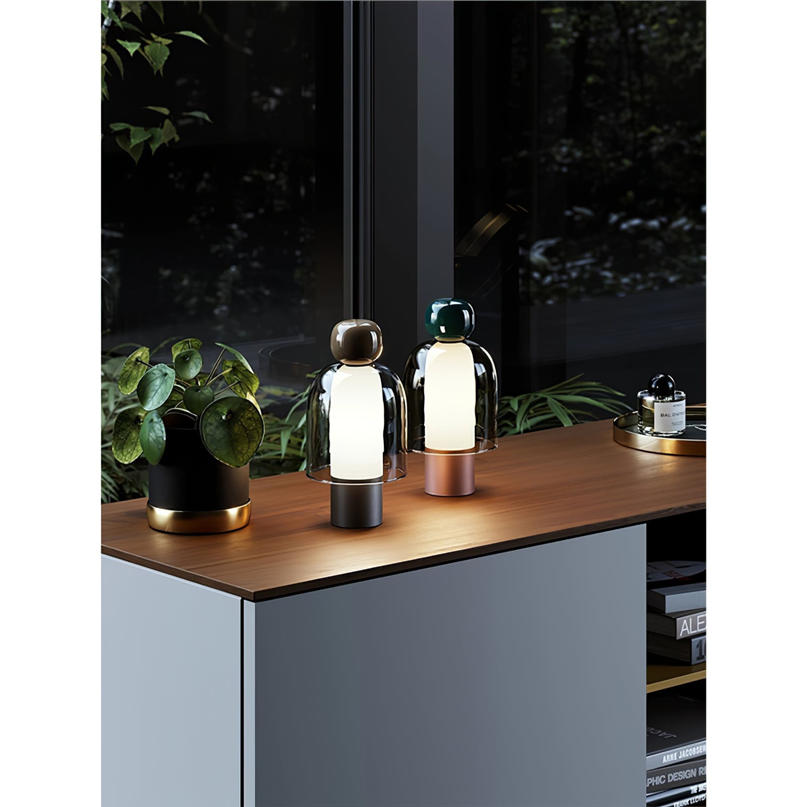Lumina Joy Table Lamp | Metal & Glass | Blue, Pink, Green, Brown