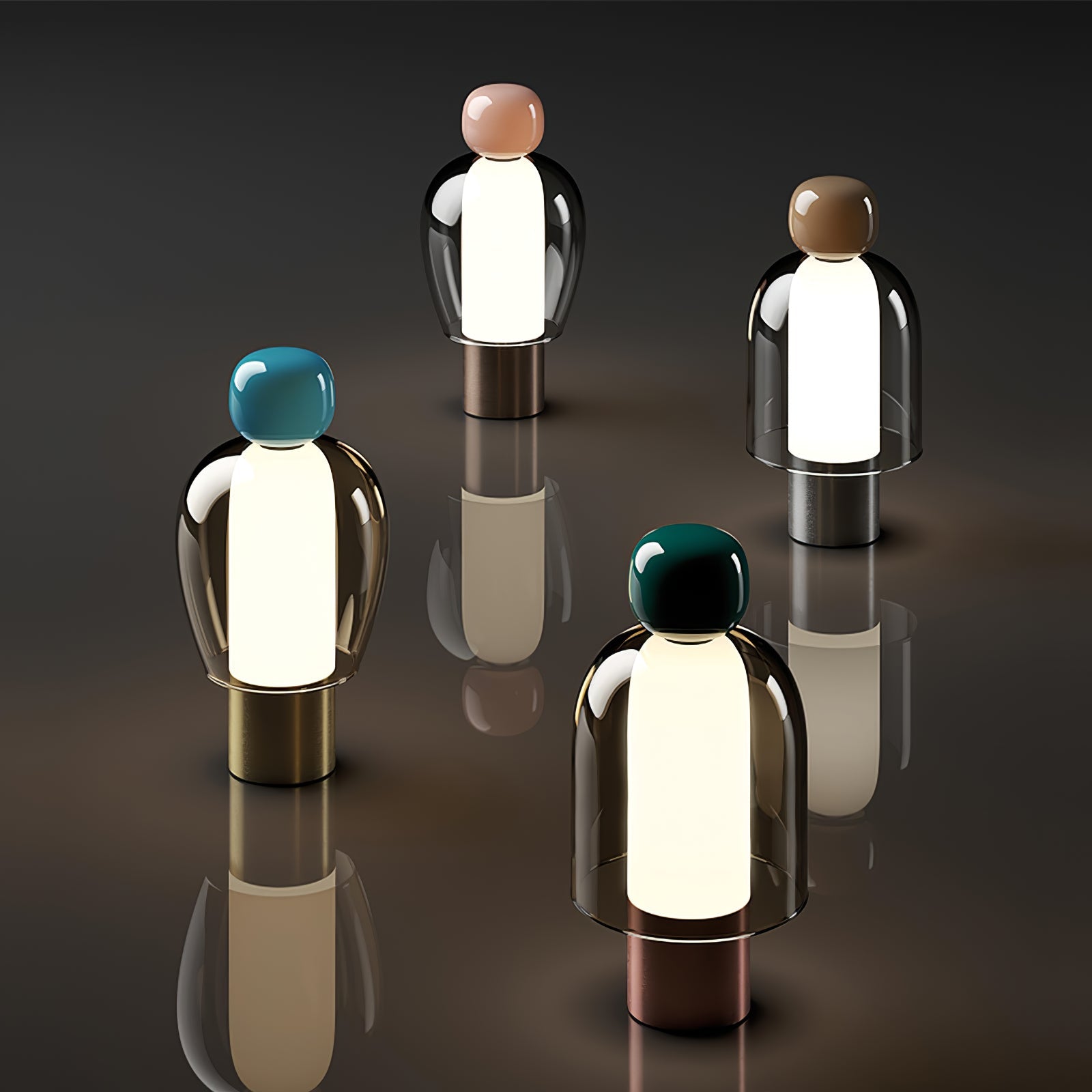Lumina Joy Table Lamp | Metal & Glass | Blue, Pink, Green, Brown