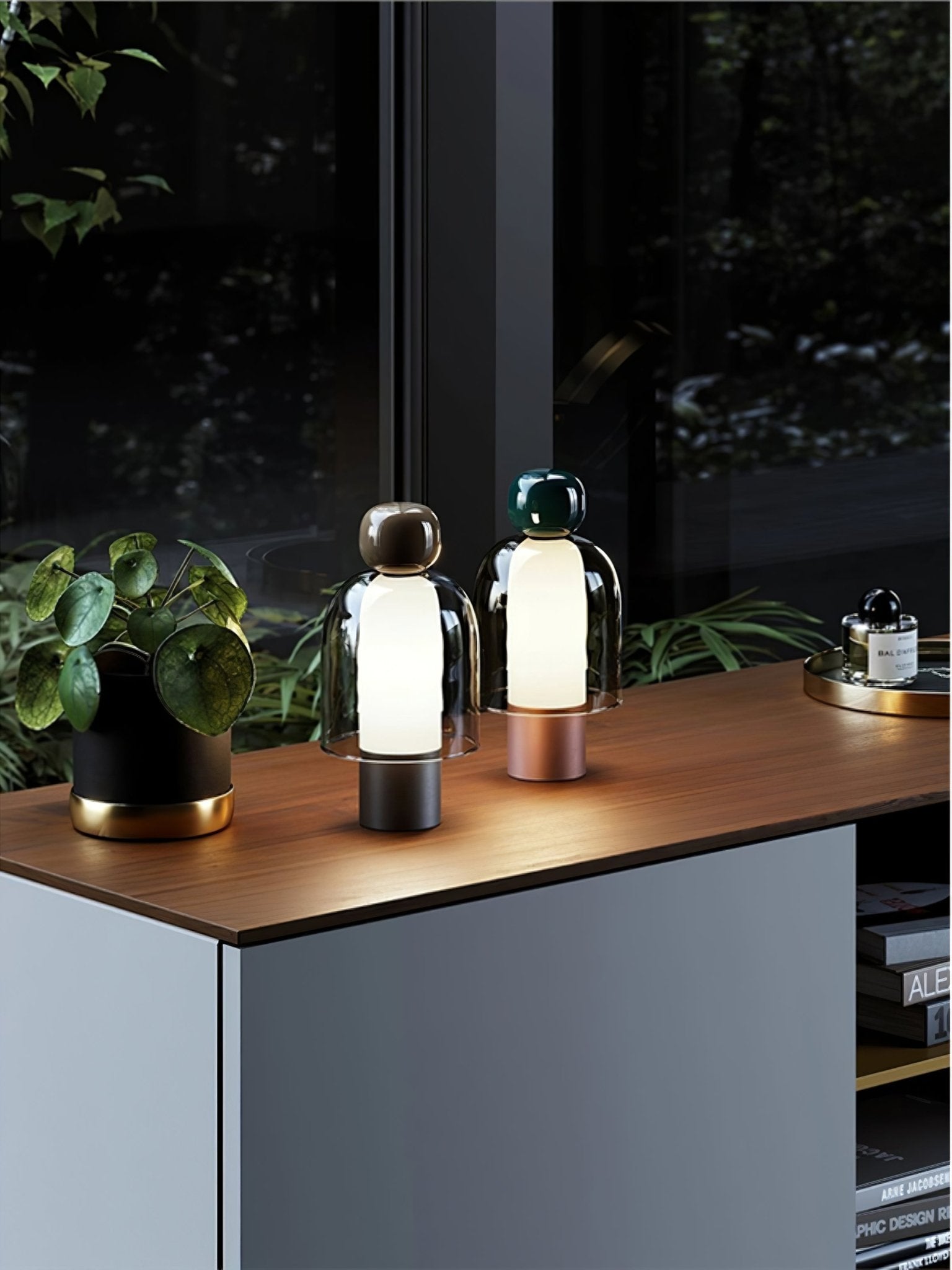 Lumina Joy Table Lamp | Metal & Glass | Blue, Pink, Green, Brown