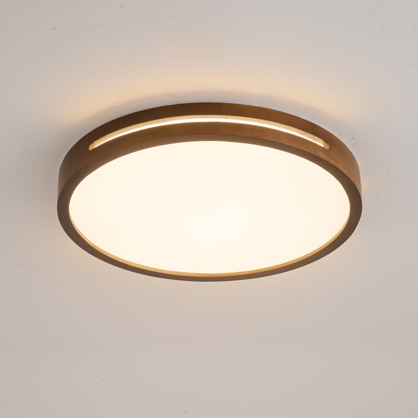 Lumis Halo Ceiling Light | Modern LED | Walnut Wood, White