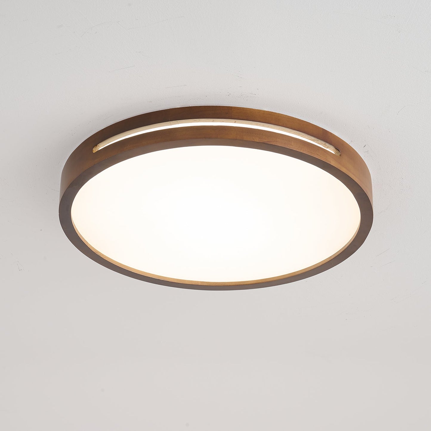 Lumis Halo Ceiling Light | Modern LED | Walnut Wood, White