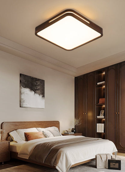 Lumis Halo Ceiling Light | Modern LED | Walnut Wood, White