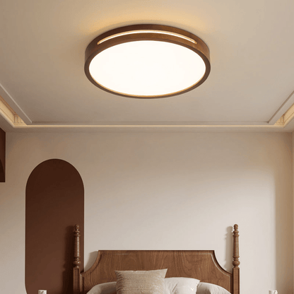 Lumis Halo Ceiling Light | Modern LED | Walnut Wood, White