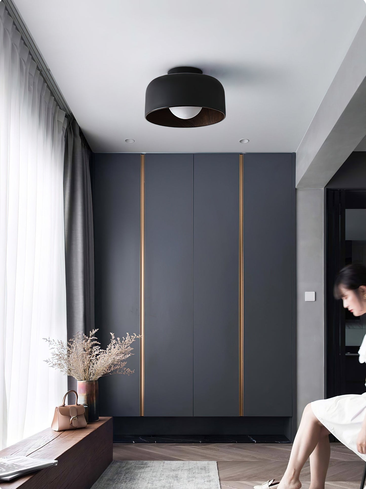 Lumosphere Ceiling Light | Metal, Glass | Wood Grain Hydrographics