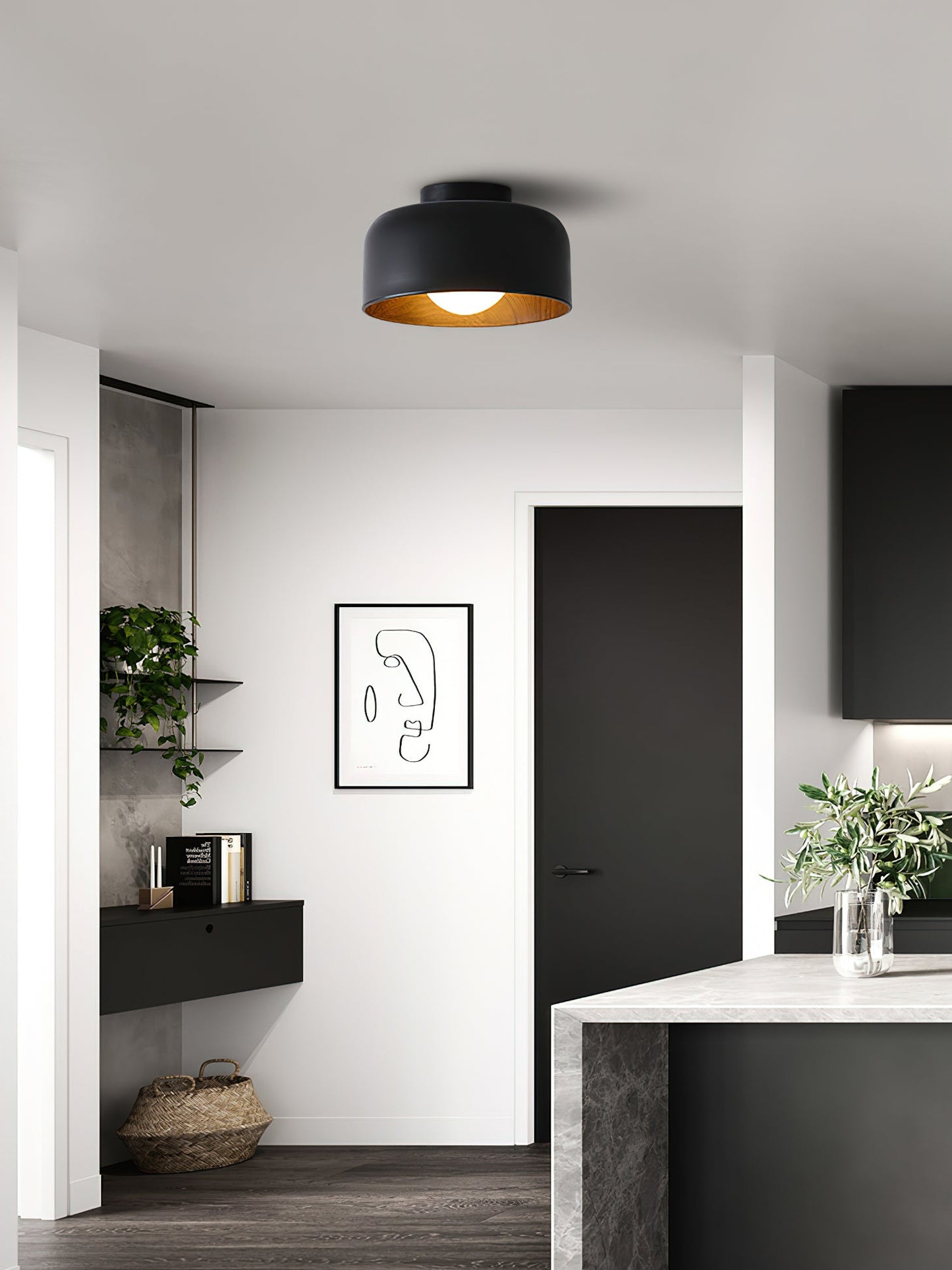 Lumosphere Ceiling Light | Metal, Glass | Wood Grain Hydrographics