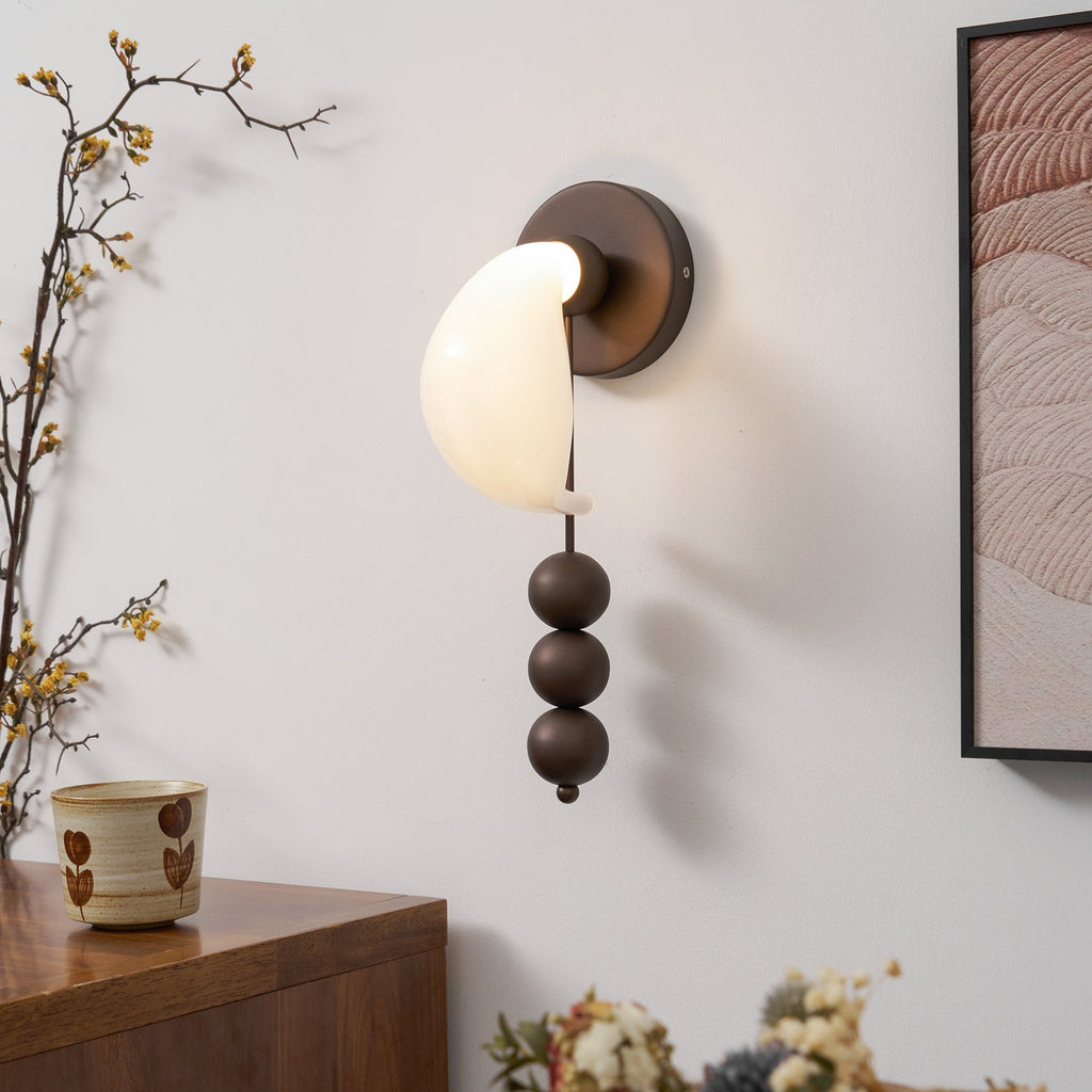 Luna Orbit Wall Lamp | Hand-Blown Murano Glass | Antique Brass & Black